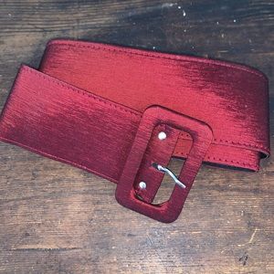 Pinup Couture Wide Belt in Burgundy Taffeta